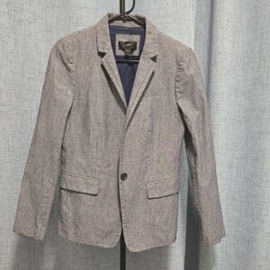 J. Crew Chambray Women's  Blazer Size 4 Faux Chest Pocket Good‎ Condition